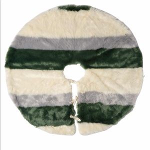 Striped Faux Fur Christmas tree skirt